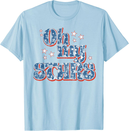 4th of July Oh My Stars USA Southern Saying's T-Shirt - T-Shirt | Light Blue