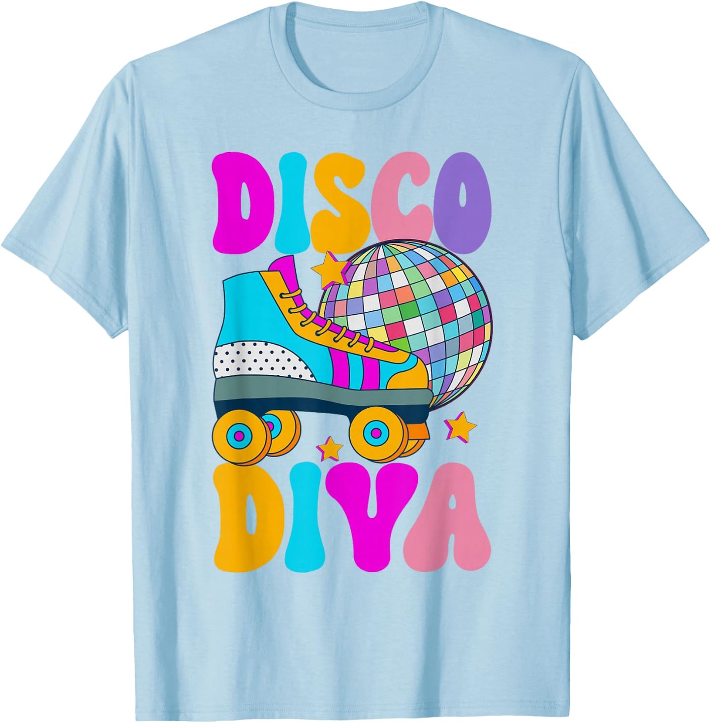 Roller Skating Disco Diva Skate Girl 70s Retro T-Shirt - T-Shirt | Light Blue
