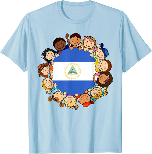 Nicaragua Flag Nicaraguan Kids Boy Hispanic Heritage Month T-Shirt - T-Shirt | Light Blue