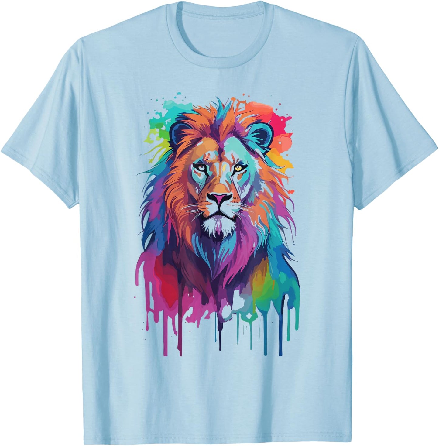 colorful lion head Splash Art for lover King African Animal T-Shirt - T-Shirt | Light Blue