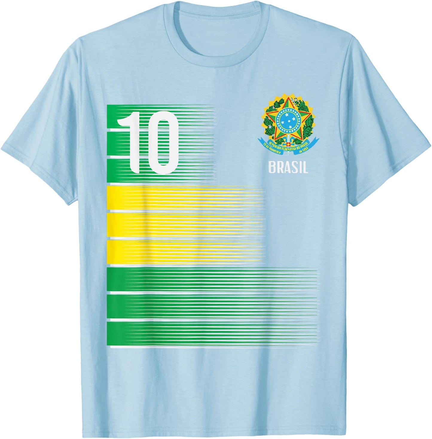 Brasil Flag Number 10 Brazil Soccer Men Women Boys Girl Kids T-Shirt - T-Shirt | Light Blue