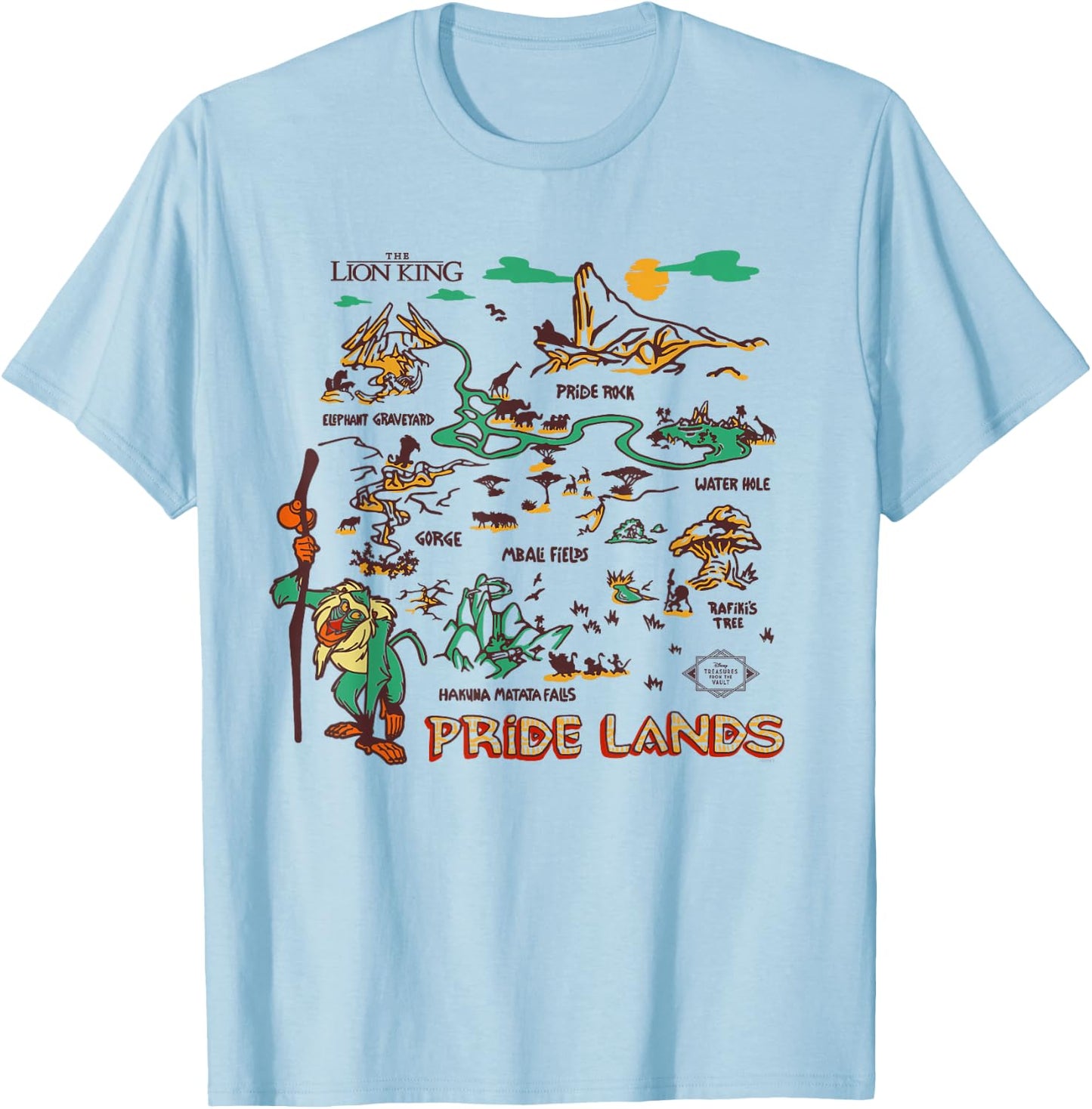 Disney The Lion King Rafiki Pride Lands Map T-Shirt - T-Shirt | Light Blue