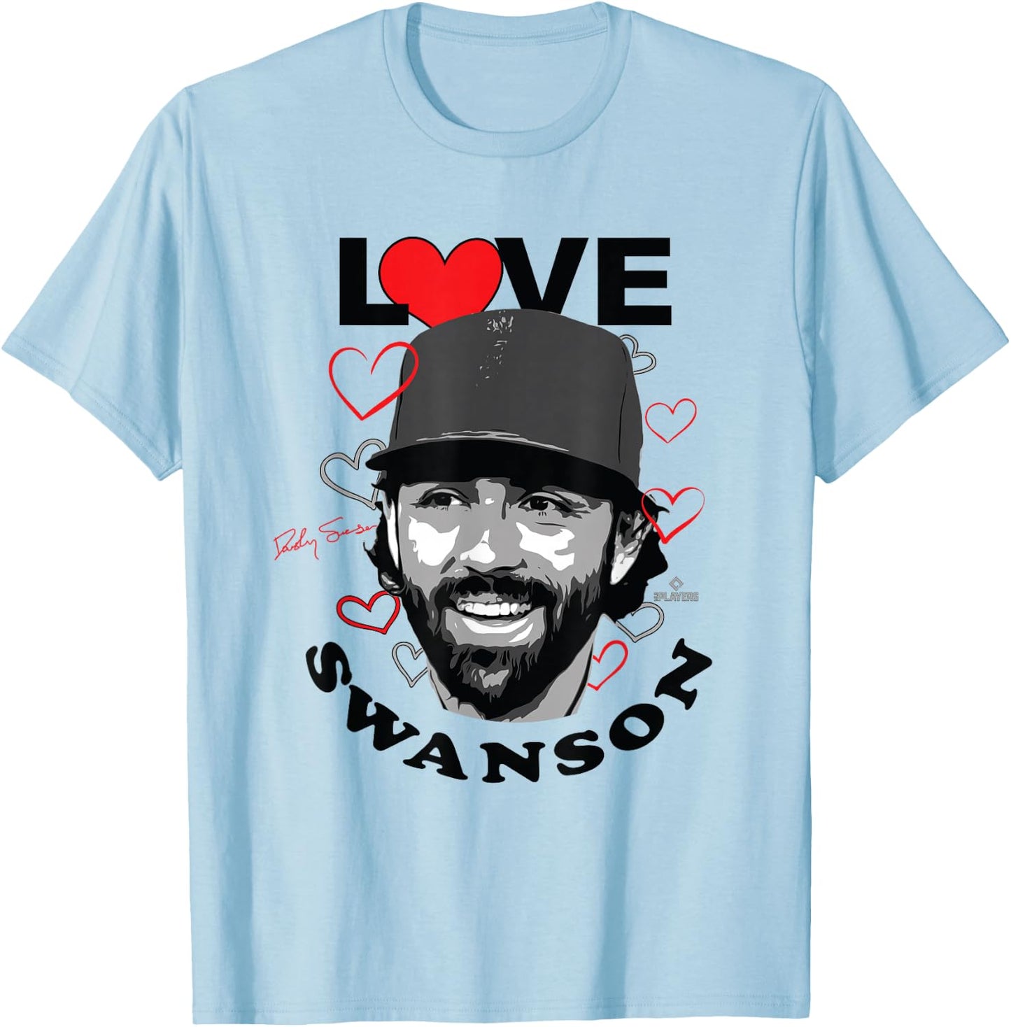 Love Dansby Swanson Chicago Baseball MLBPA T-Shirt - T-Shirt | Light Blue