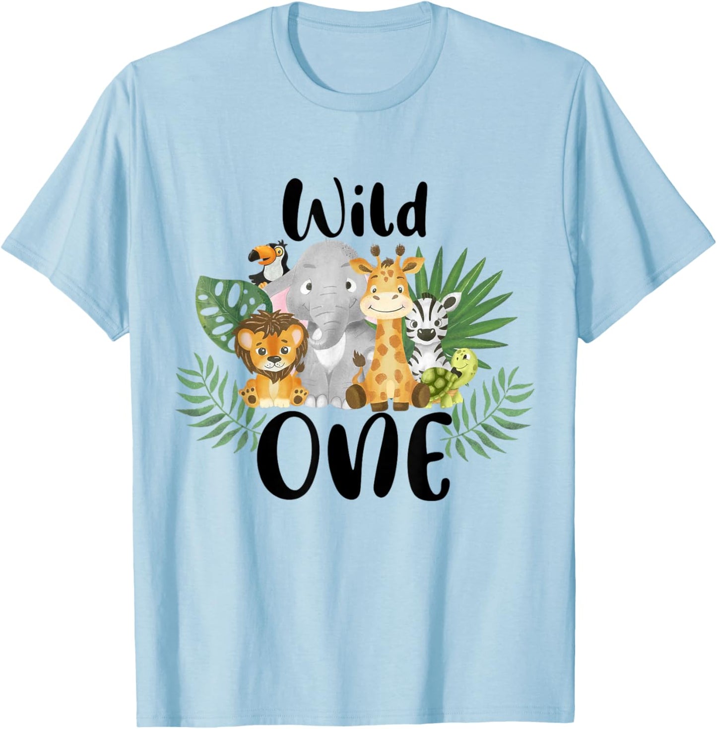 Kids Wild One 1st Birthday Boy Funny Zoo Animals Son Toddler T-Shirt - T-Shirt | Light Blue