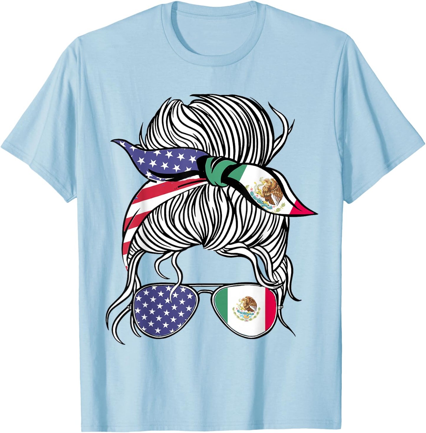 Mexican American Patriot Grown Proud Women Girl Flag T-Shirt - T-Shirt | Light Blue