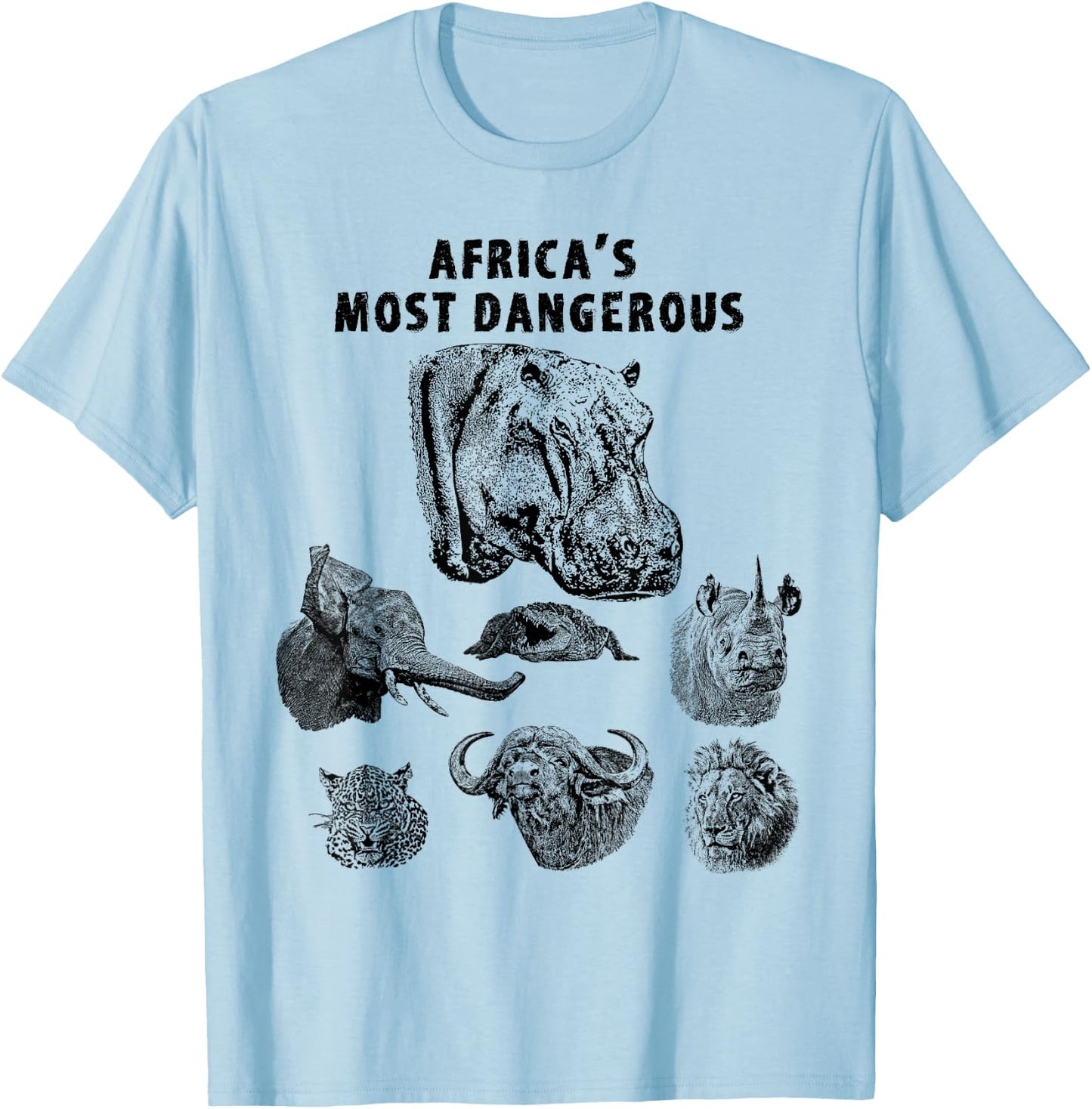 Hippopotamus Africa's Most Dangerous Wild Animals T-Shirt - T-Shirt | Light Blue