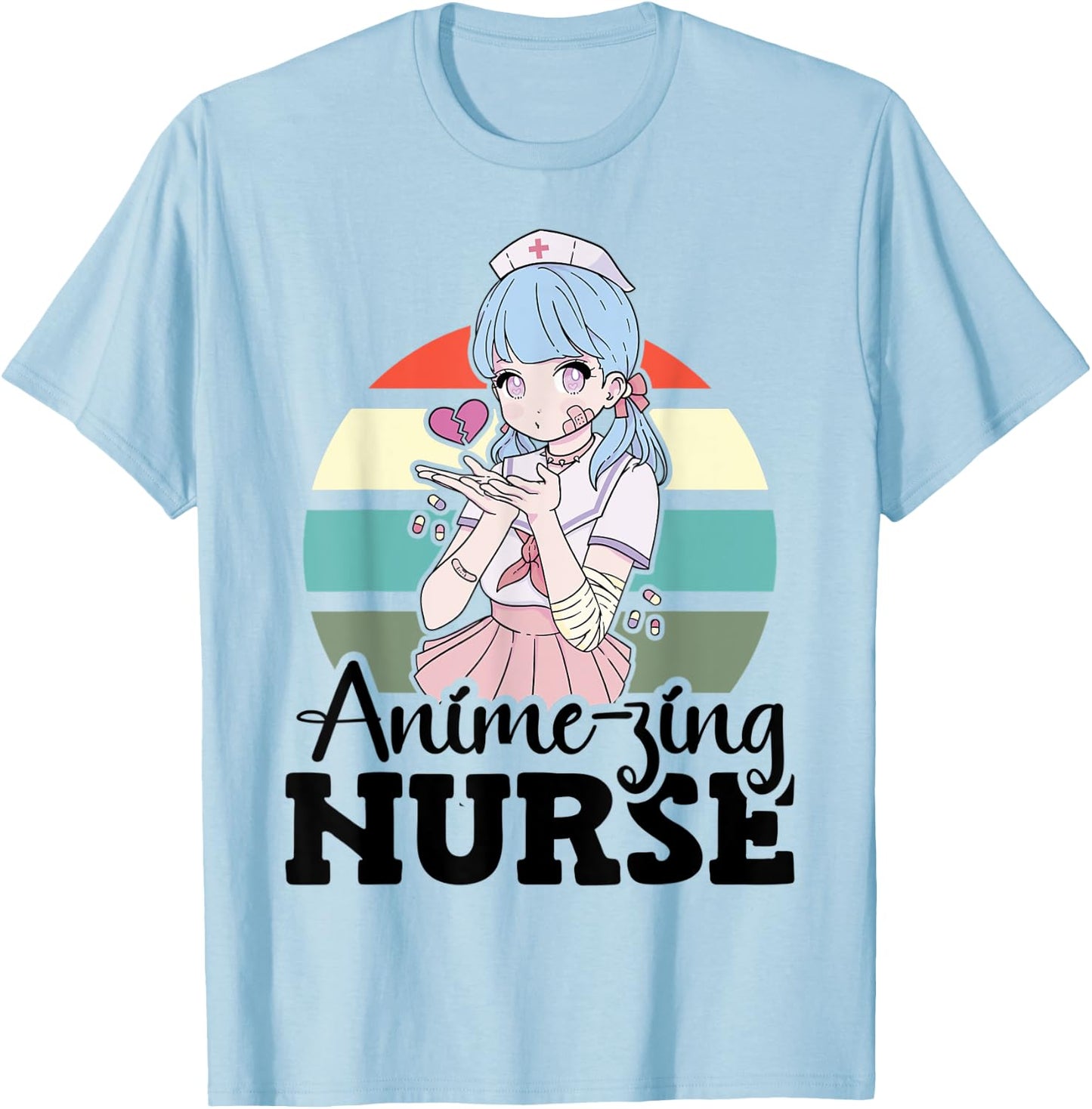 Anime-zing Nurse Japanese Anime National Nurse Day T-Shirt - T-Shirt | Light Blue