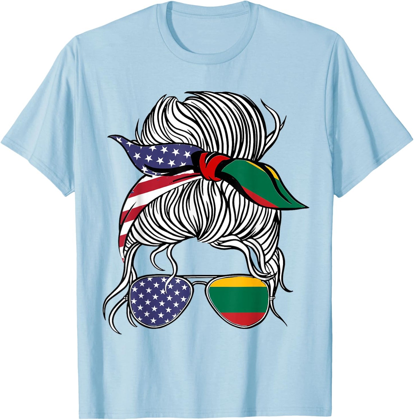American Lithuanian Patriot Flag Women Girl Lithuania Grown T-Shirt - T-Shirt | Light Blue