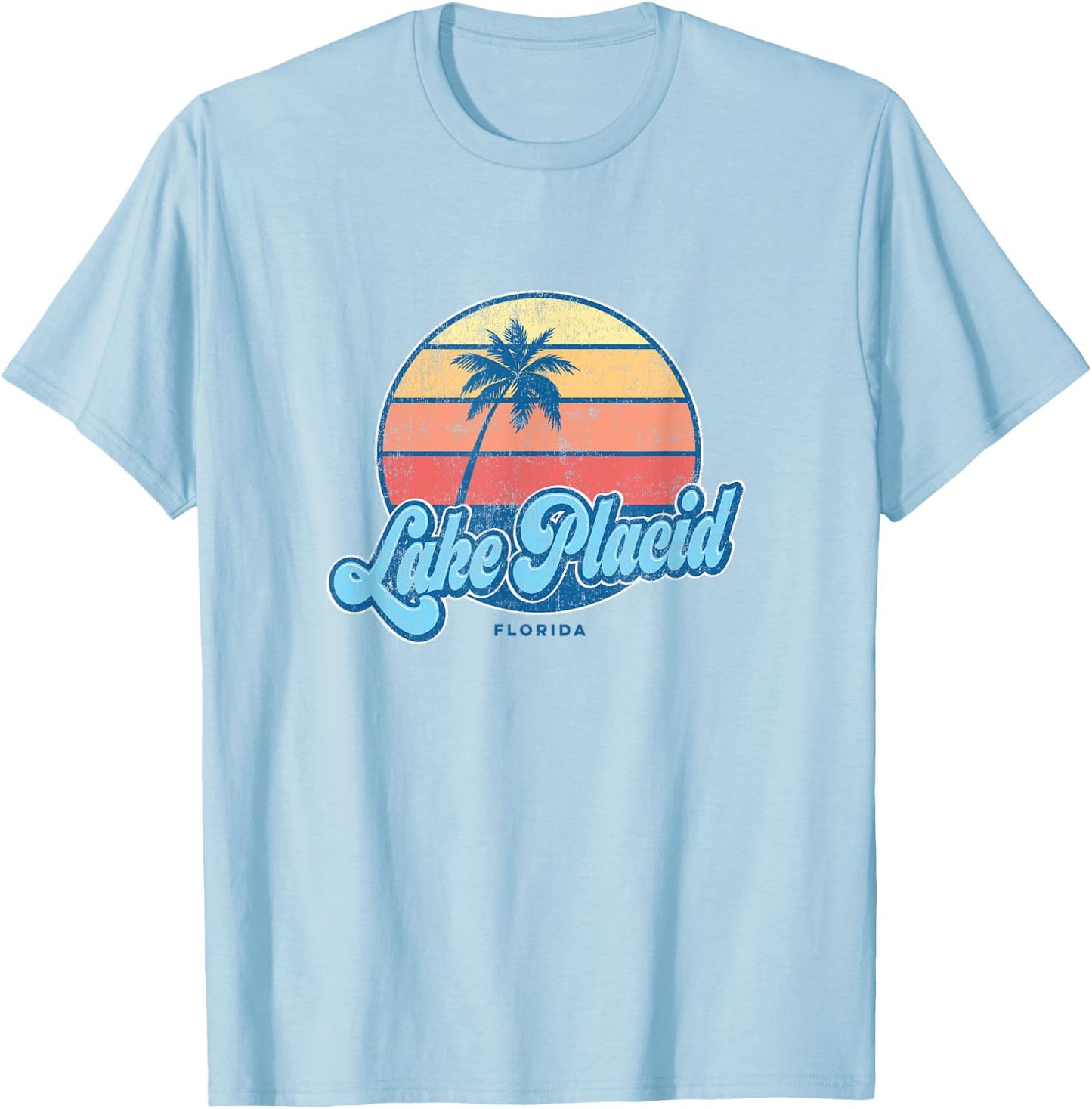 Vintage Lake Placid Florida FL Classic 70s Retro Surfer T-Shirt - T-Shirt | Light Blue