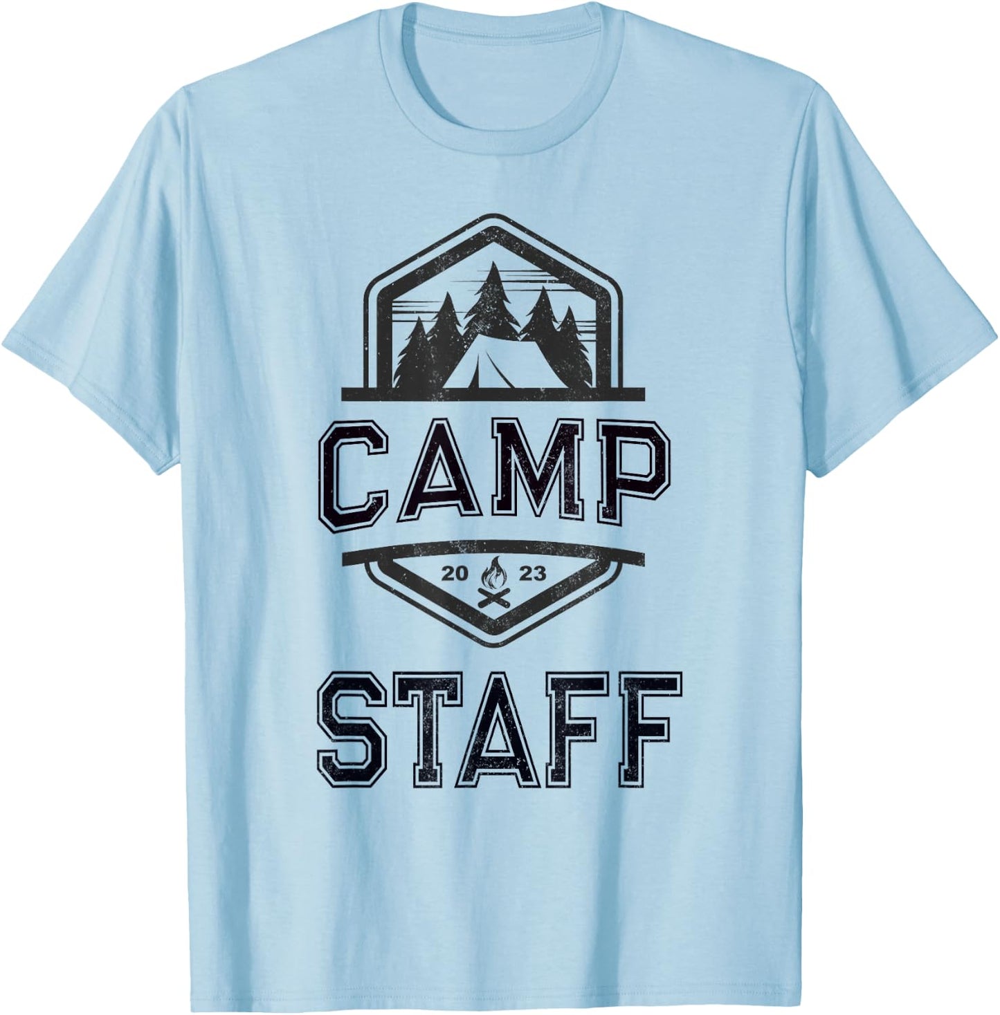 Vintage CAMP STAFF Summer Campground Host Crew Counselor T-Shirt - T-Shirt | Light Blue