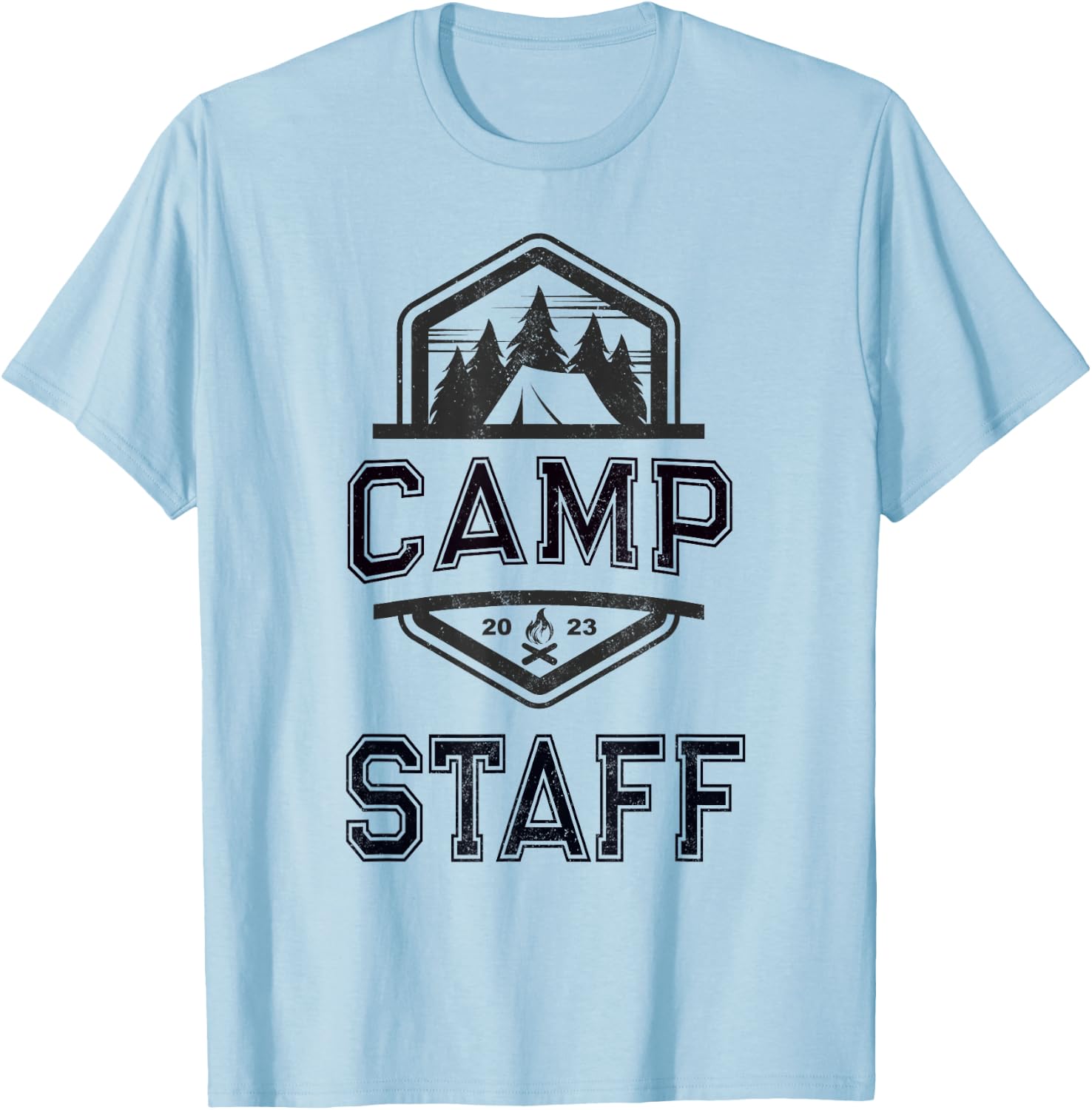 Vintage CAMP STAFF Summer Campground Host Crew Counselor T-Shirt - T-Shirt | Light Blue