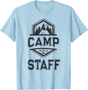 Vintage CAMP STAFF Summer Campground Host Crew Counselor T-Shirt - T-Shirt | Light Blue