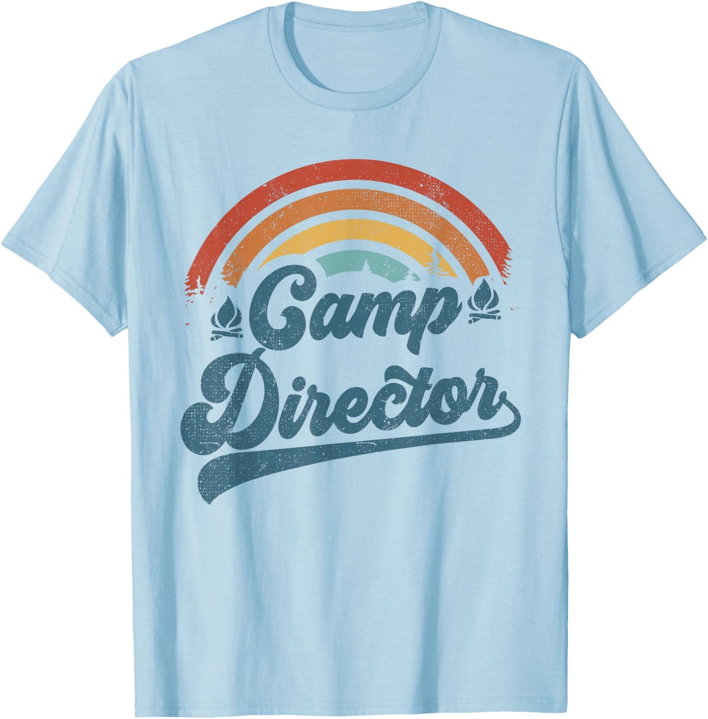 Summer Camp Director Staff Groovy Rainbow Camp Counselor T-Shirt - T-Shirt | Light Blue