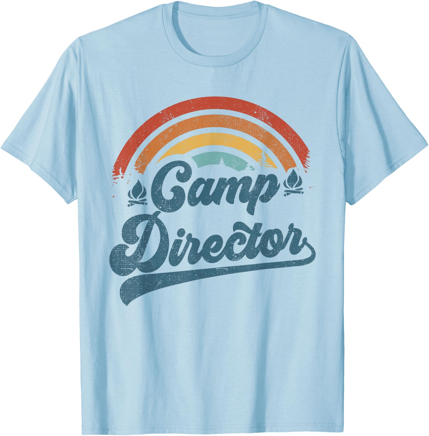 Summer Camp Director Staff Groovy Rainbow Camp Counselor T-Shirt - T-Shirt | Light Blue