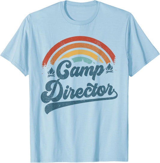 Summer Camp Director Staff Groovy Rainbow Camp Counselor T-Shirt - T-Shirt | Light Blue