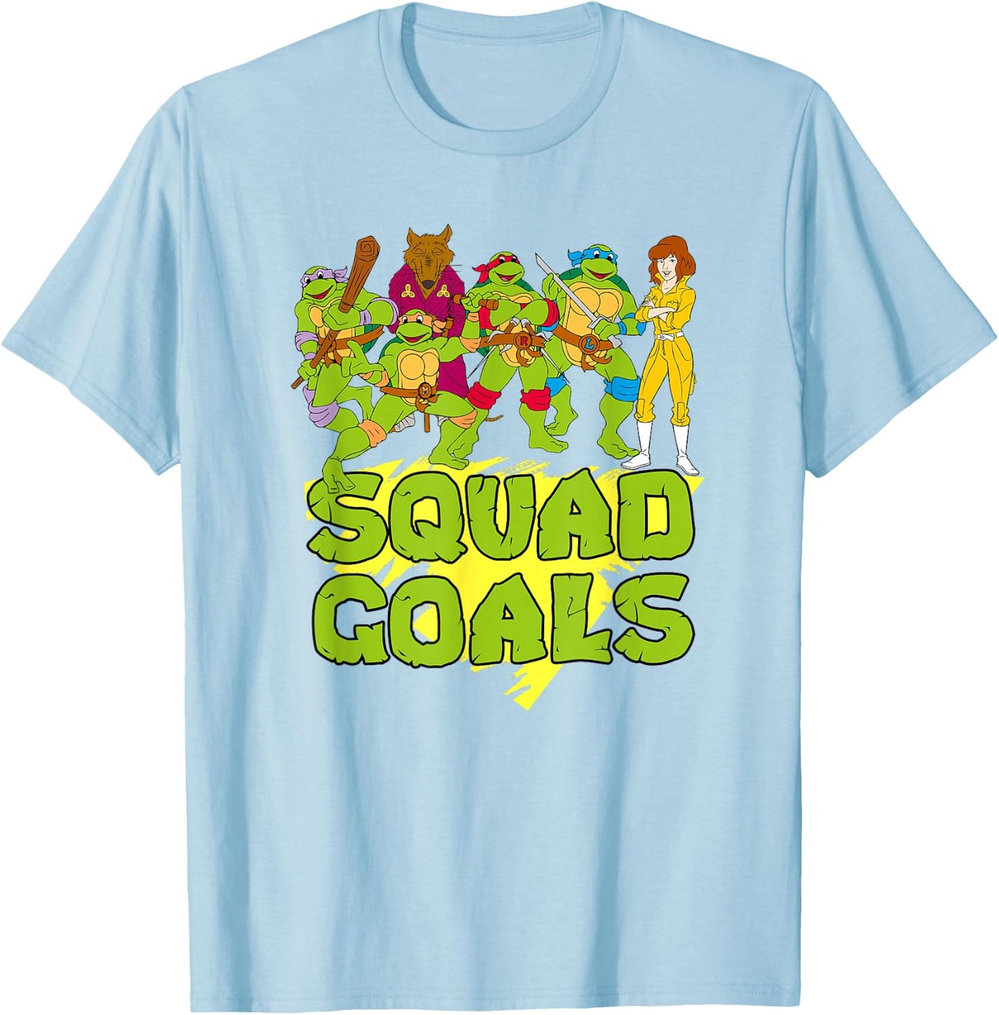 TMNT with Splinter & April - Squad Goals T-Shirt - T-Shirt | Light Blue