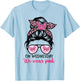 On Wednesday We Wear Pink Messy Bun, Leopard Breast Cancer T-Shirt - T-Shirt | Light Blue