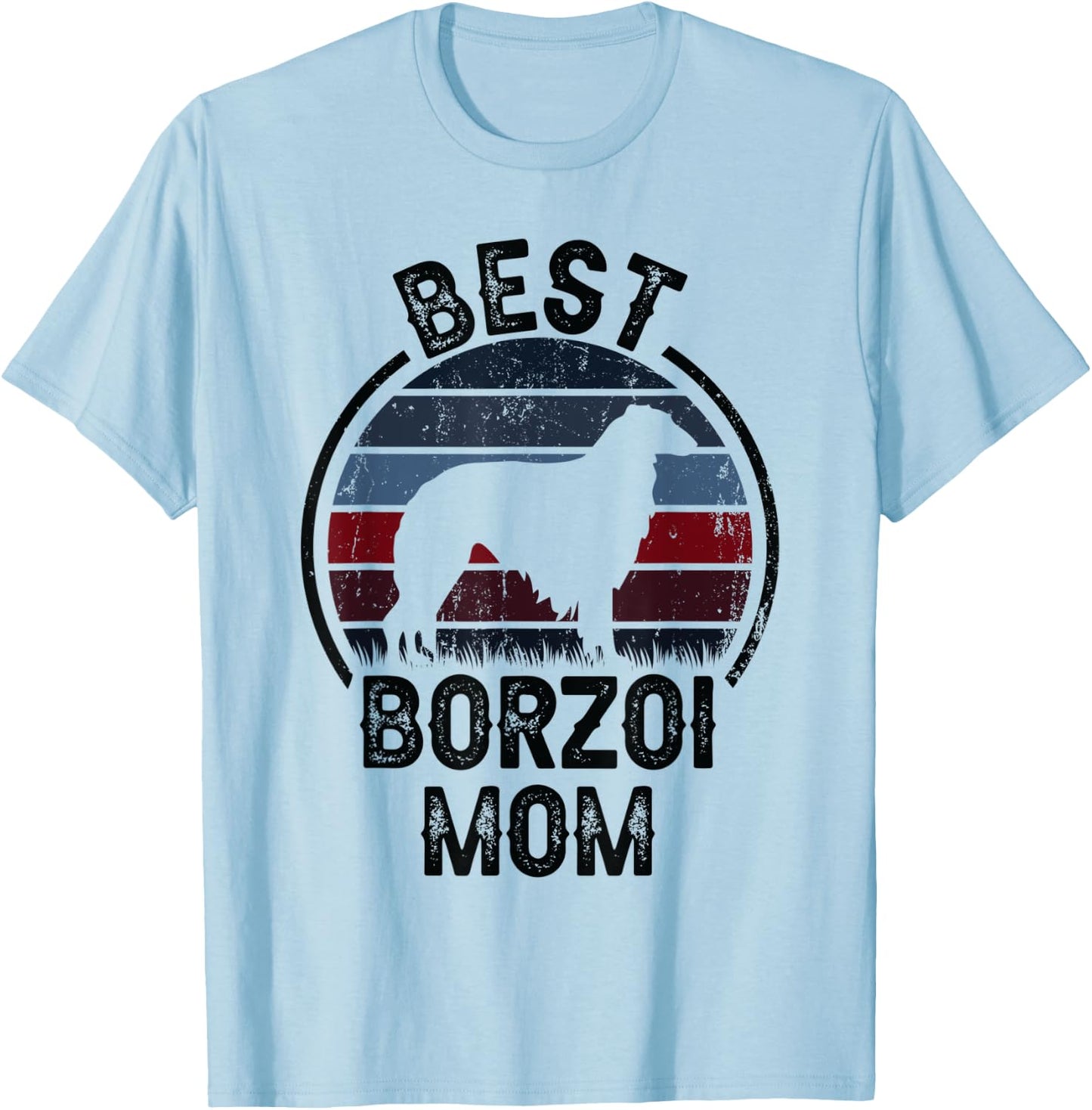 Best Dog Mother Mom - Vintage Borzoi T-Shirt - T-Shirt | Light Blue