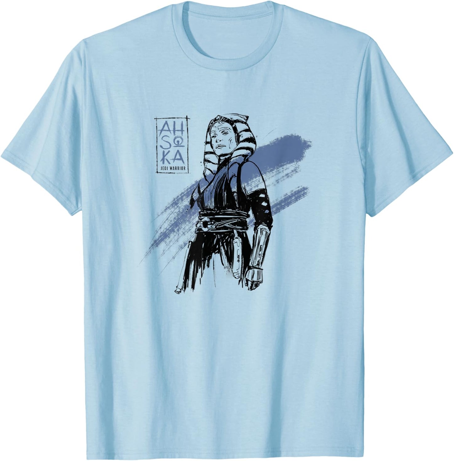 Star Wars: Ahsoka Inked Sketch Blue Paint Smear T-Shirt - T-Shirt | Light Blue