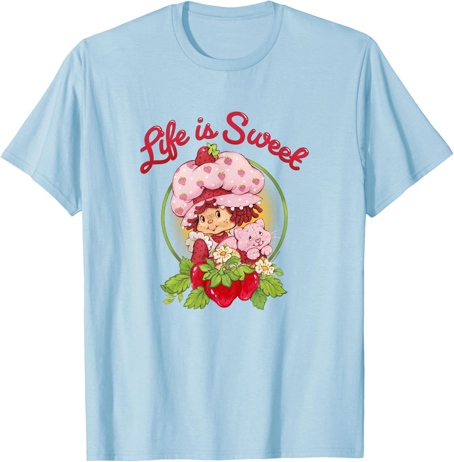 Strawberry Shortcake Life Is Sweet Custard Kitty Vintage T-Shirt - T-Shirt | Light Blue