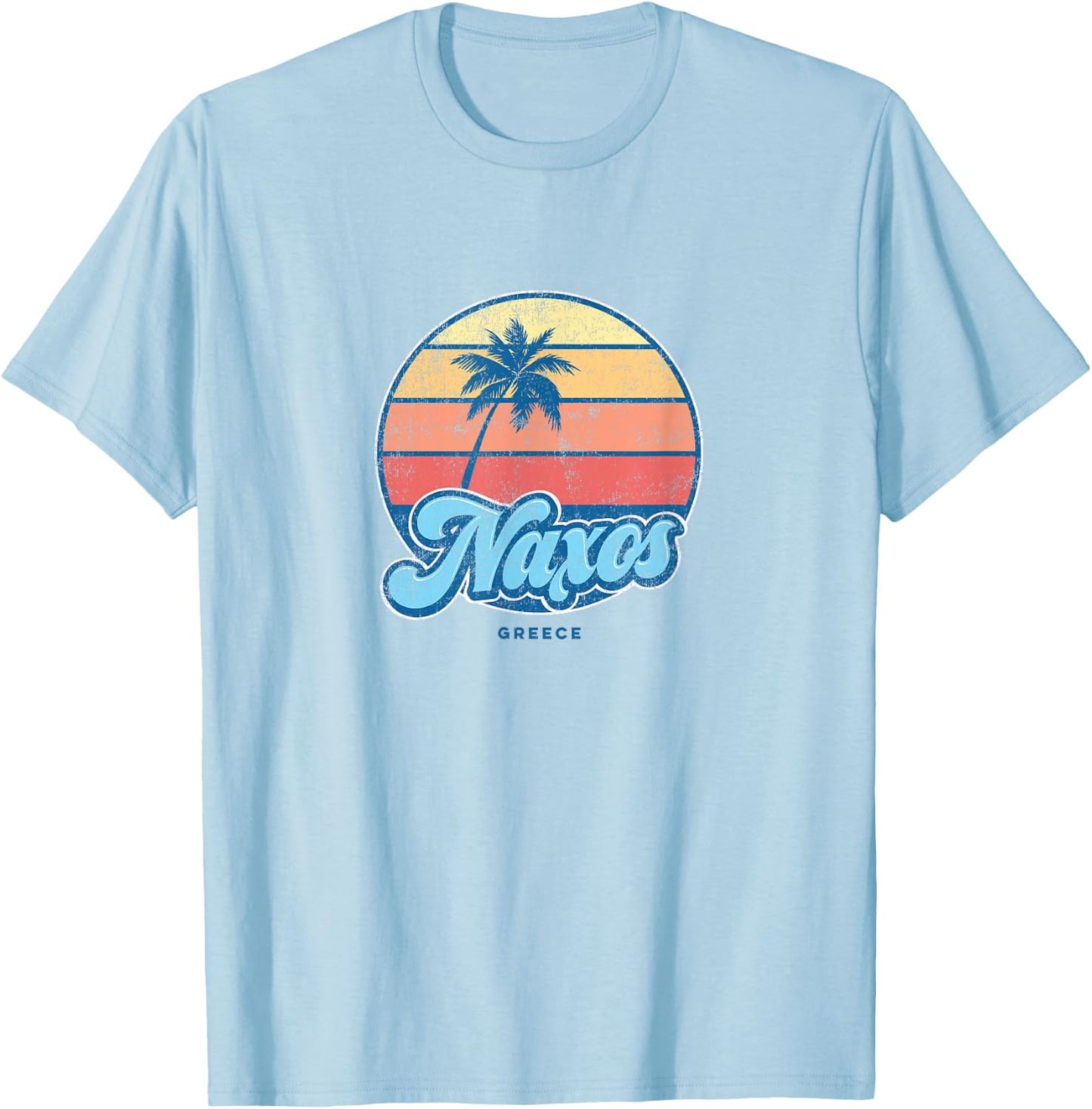 Vintage Naxos Greece Classic 70s Retro Surfer T-Shirt - T-Shirt | Light Blue