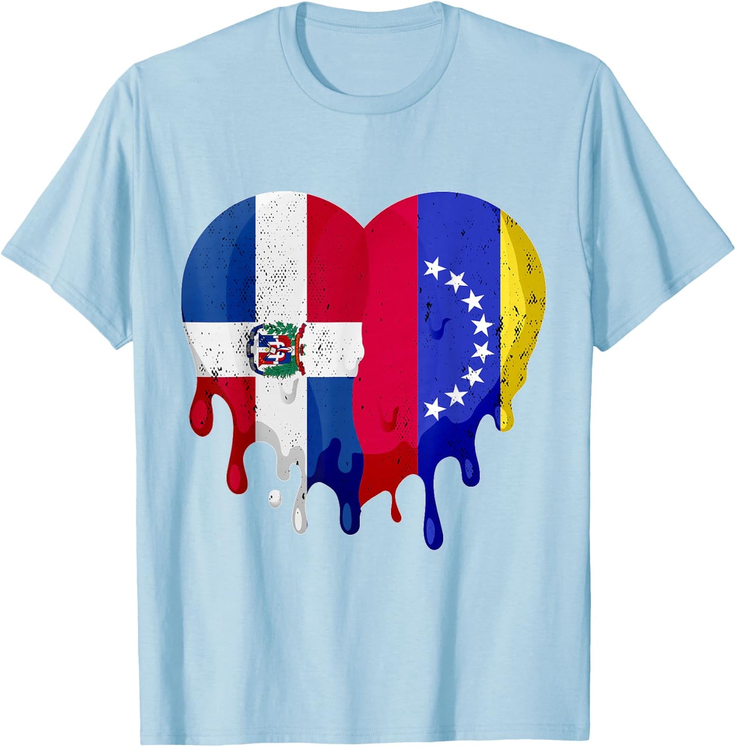 Dominican Republic Venezuela Flag Heart Citizen Patriot T-Shirt - T-Shirt | Light Blue