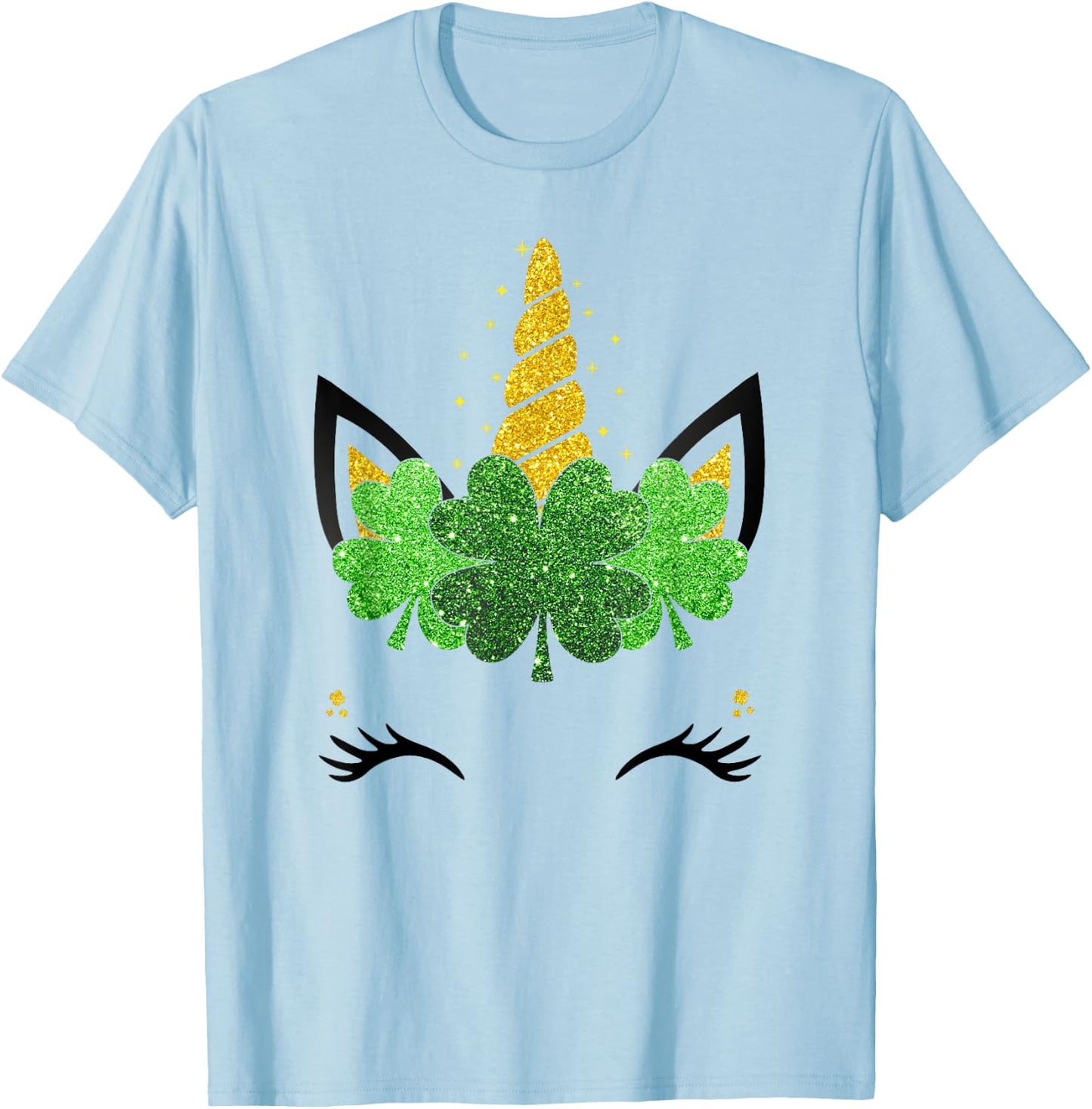 Unicorn Face St Patrick's Day Girls Kids Women T-Shirt - T-Shirt | Light Blue