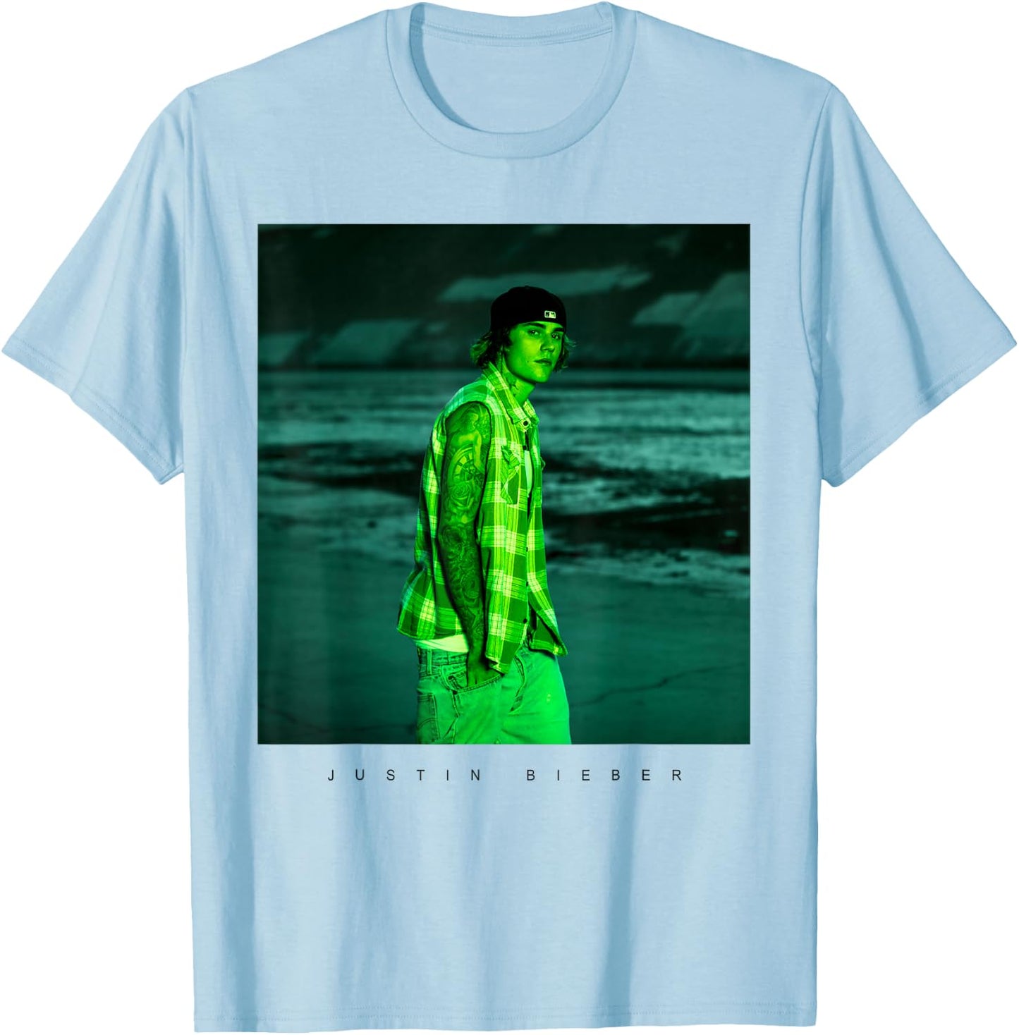 Official Justin Bieber Photo White T-Shirt - T-Shirt | Light Blue