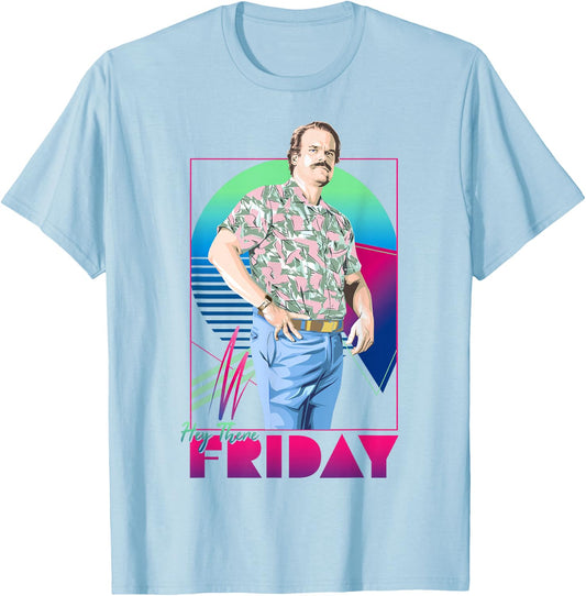 Stranger Things Jim Hopper Hey There Friday Dad Vibes T-Shirt - T-Shirt | Light Blue