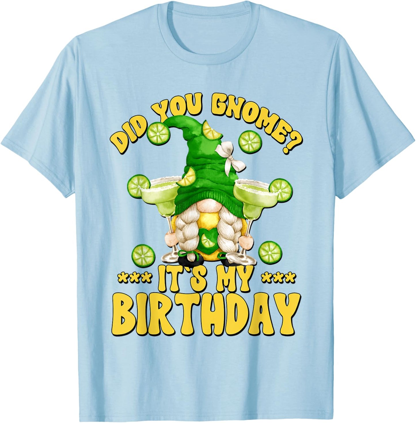 Drinking Margarita Birthday Party Gnome For Vacation Ladies T-Shirt - T-Shirt | Light Blue