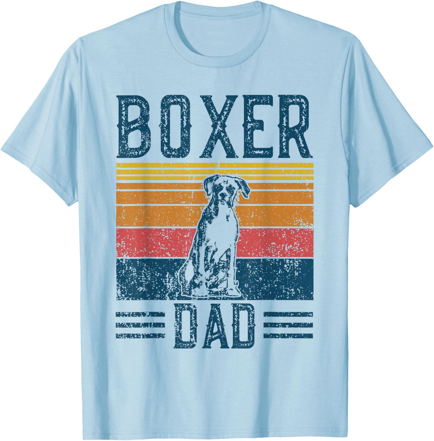 Retro Boxer Dad Geschenk Fr Herren - Vintage Dad Boxer Papa - Grey, Small - Modern, Letter Print, , Short Sleeve, -Adults T-Shirt - T-Shirt | Light Blue