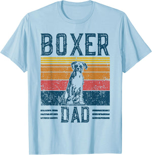 Retro Boxer Dad Geschenk Fr Herren - Vintage Dad Boxer Papa - Grey, Small - Modern, Letter Print, , Short Sleeve, -Adults T-Shirt - T-Shirt | Light Blue