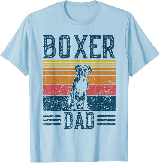 Retro Boxer Dad Geschenk Fr Herren - Vintage Dad Boxer Papa - Grey, Small - Modern, Letter Print, , Short Sleeve, -Adults T-Shirt - T-Shirt | Light Blue