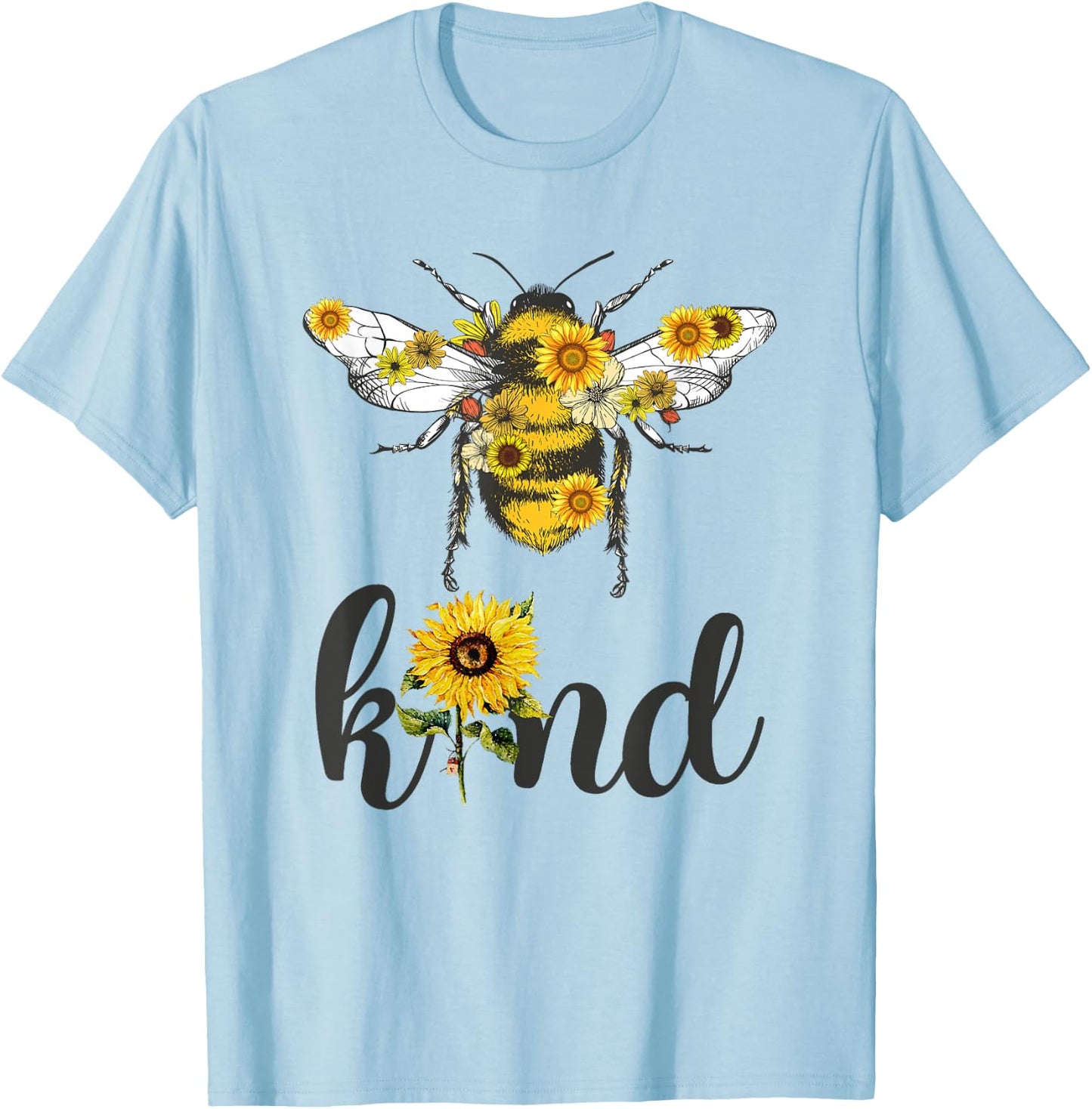 Cool Bee Kind Flower Funny Bumble Bee Women Girls T-Shirt - T-Shirt | Light Blue
