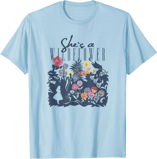 Disney Alice in Wonderland She's A Wildflower T-Shirt - T-Shirt | Light Blue