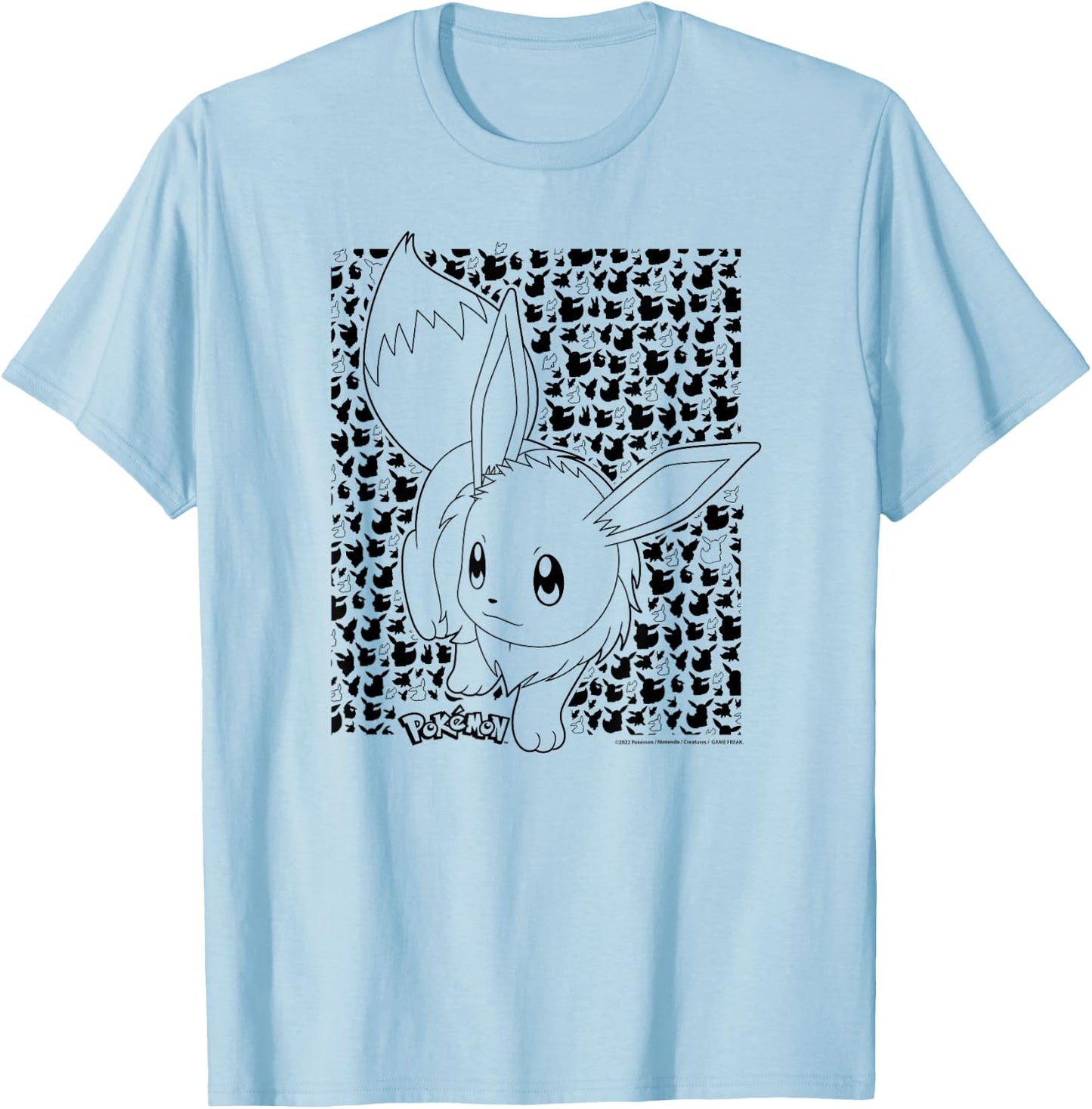 Pokémon - Eevee Pattern T-Shirt - T-Shirt | Light Blue