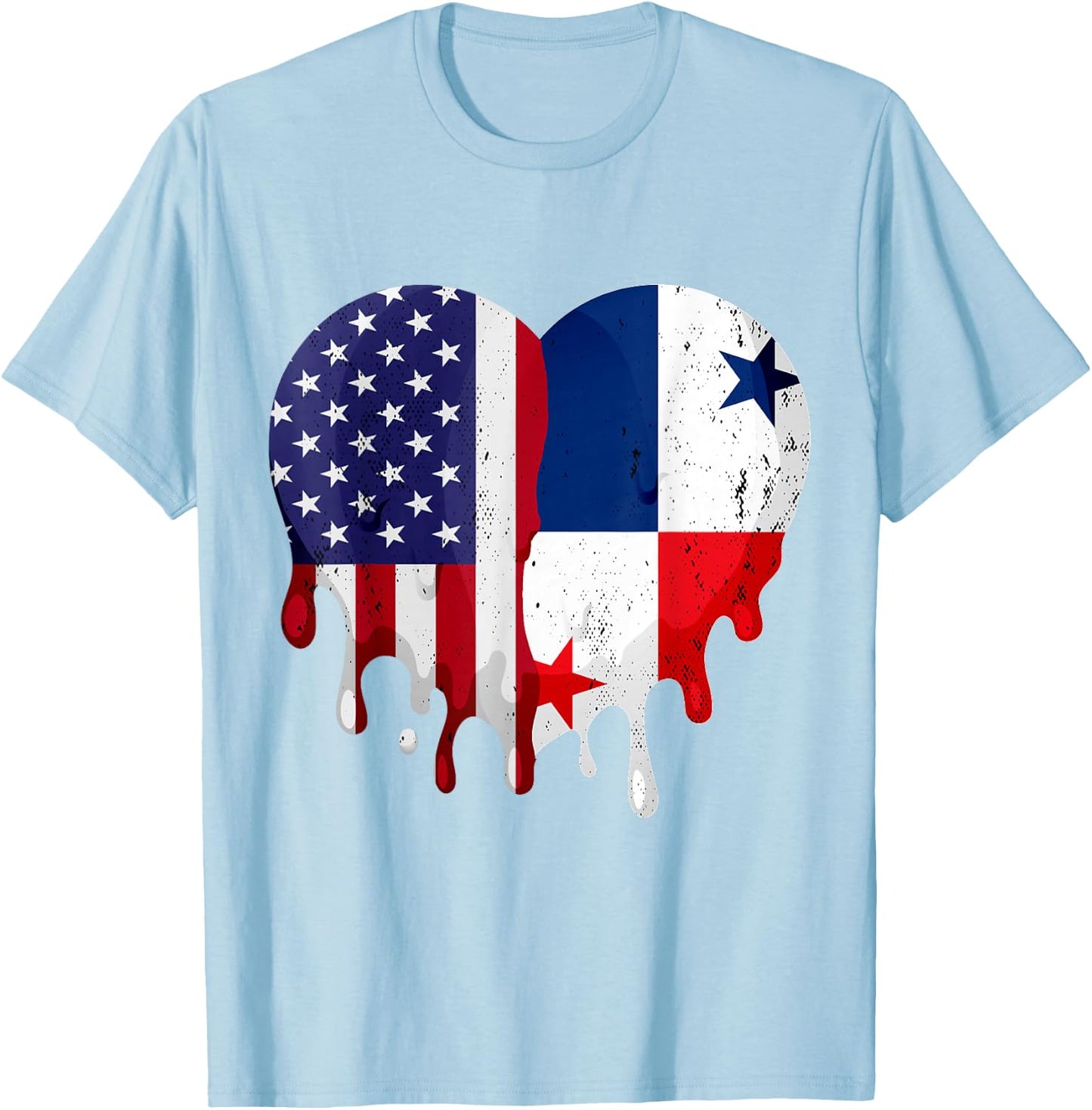 American Panamanian Hispanic Heritage Month Panama Heart T-Shirt - T-Shirt | Light Blue