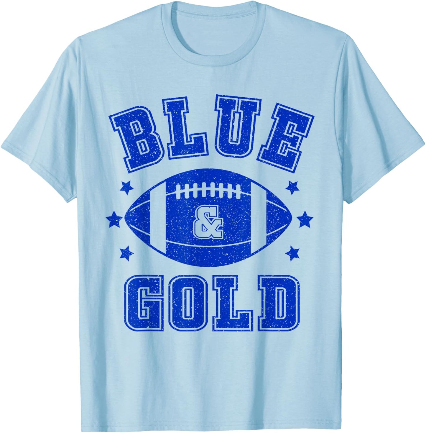 On Gameday Football We Wear Blue And Gold School Spirit T-Shirt - T-Shirt | Light Blue