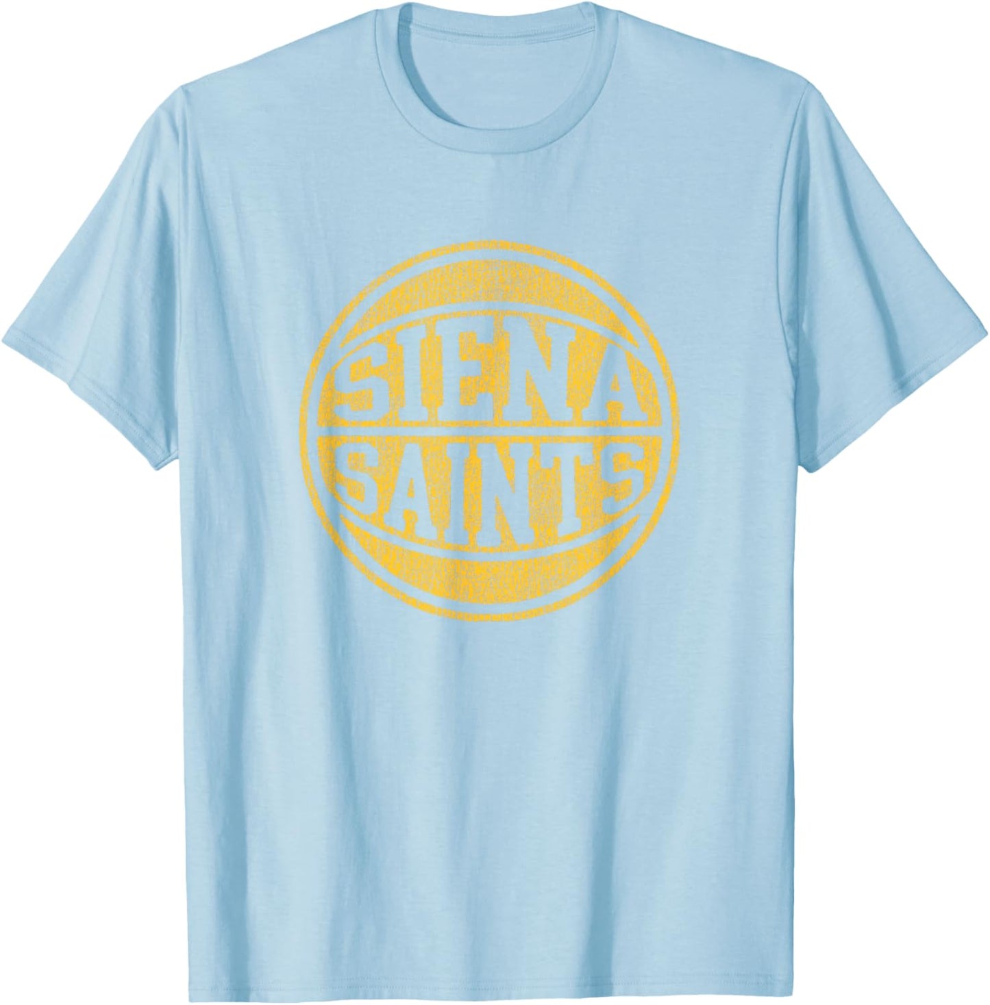 Siena College Distressed Vintage 70s Basketball T-Shirt - T-Shirt | Light Blue