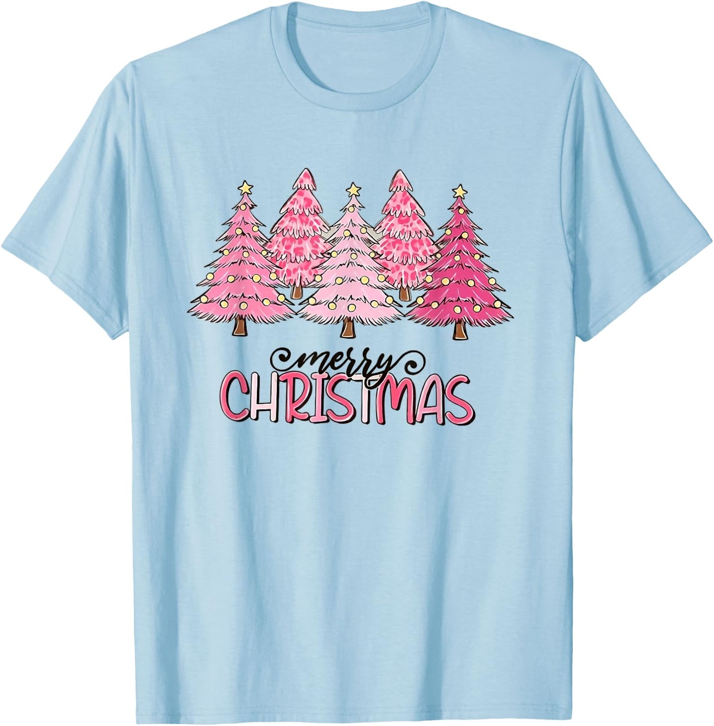 Merry Christmas Pink Christmas Tree Pink Christmas Costume T-Shirt - T-Shirt | Light Blue