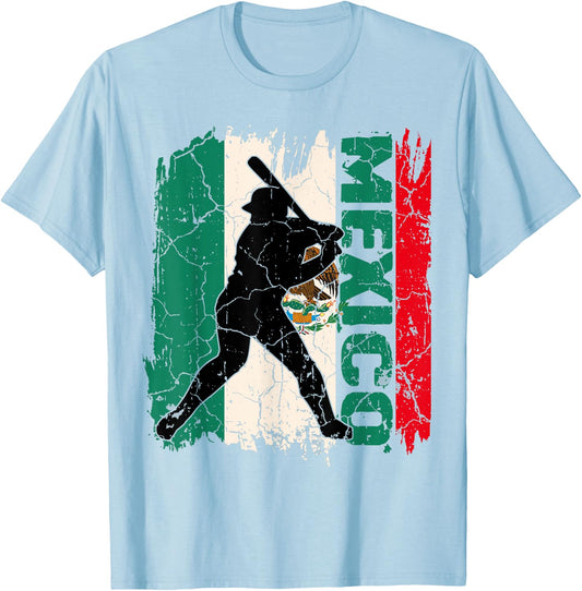 Cinco De Mayo Baseball Mexico Shirt Mexican Flag Kid Boy Men T-Shirt - T-Shirt | Light Blue