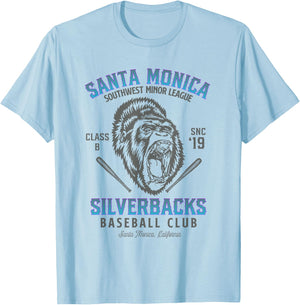 Santa Monica Silverbacks Minor League Retro Baseball Team T-Shirt - T-Shirt | Light Blue