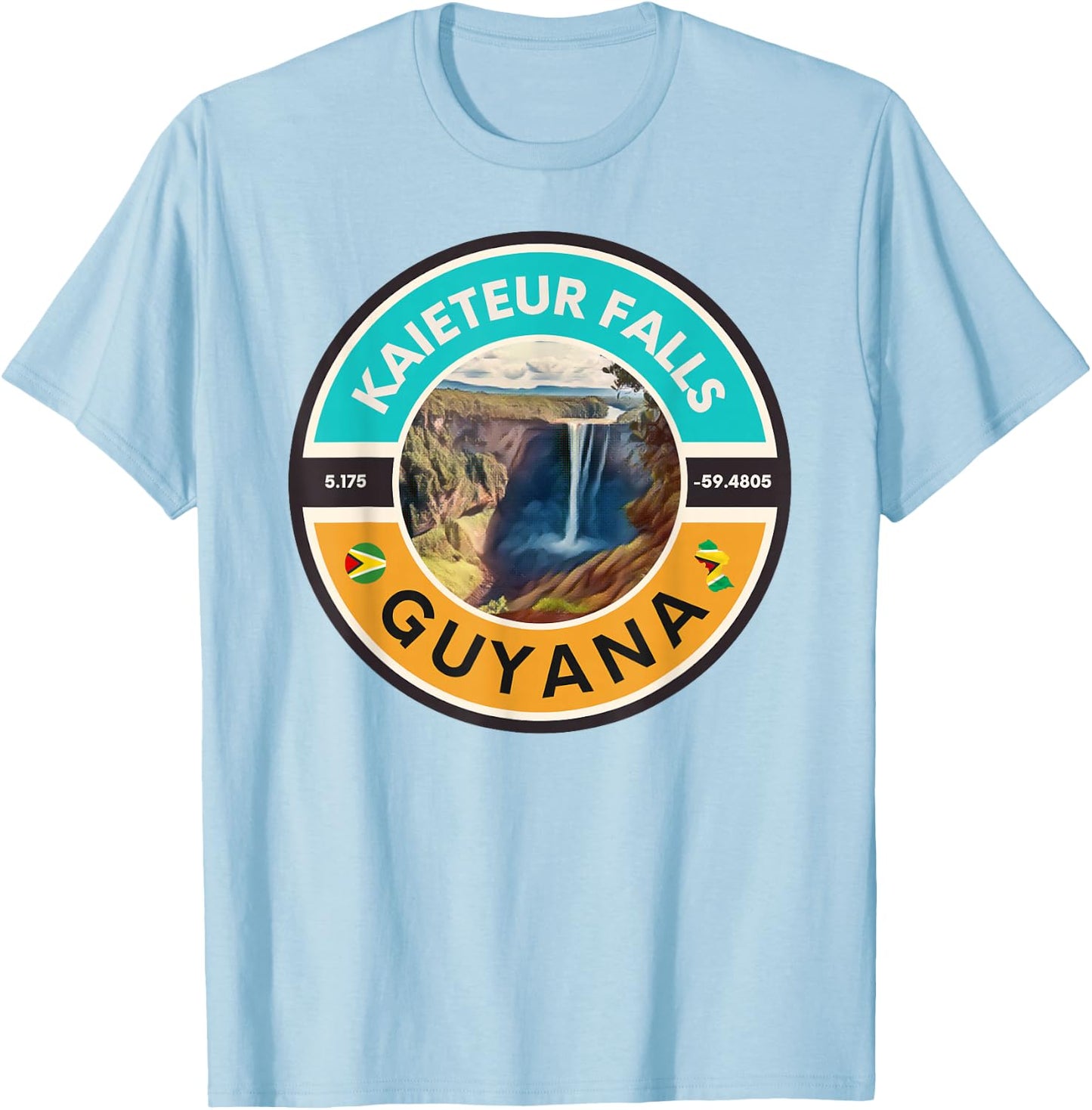 Kaieteur Falls Guyana - Geographic Location T-Shirt - T-Shirt | Light Blue