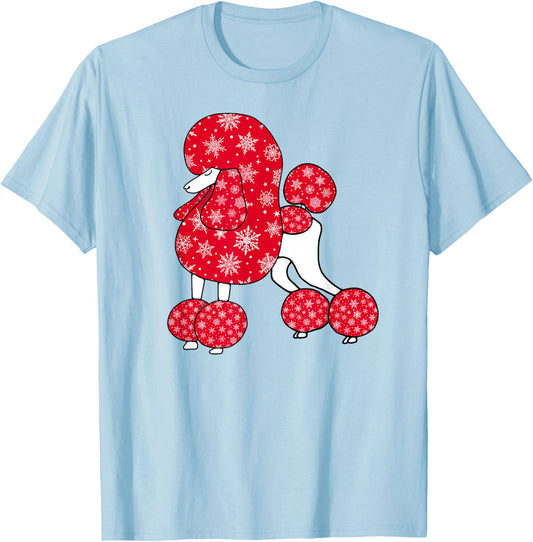 Cute Christmas Poodle For Standard Poodle Lovers T-Shirt - T-Shirt | Light Blue