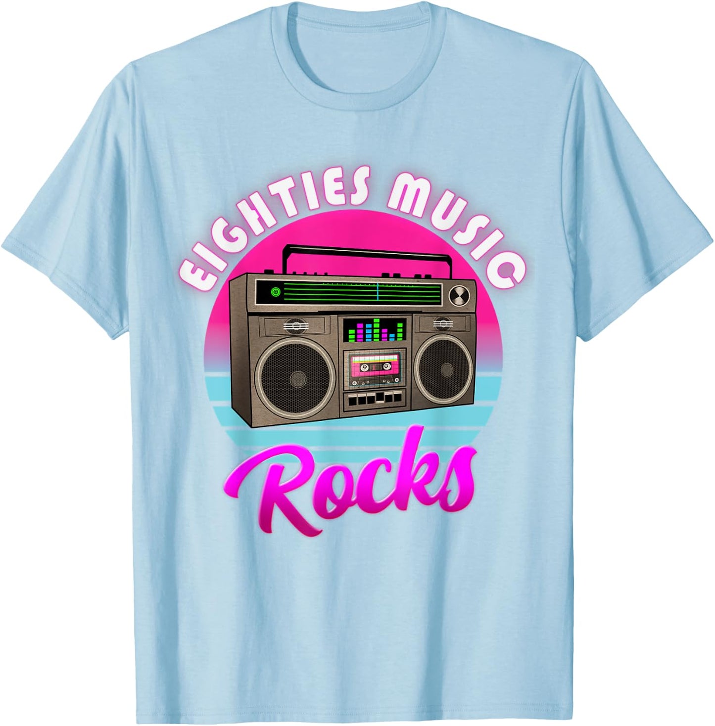 Retro Vintage 80's Music Rocks Eighties Music Rocks T-Shirt - T-Shirt | Light Blue
