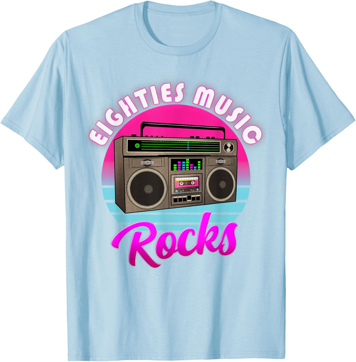 Retro Vintage 80's Music Rocks Eighties Music Rocks T-Shirt - T-Shirt | Light Blue