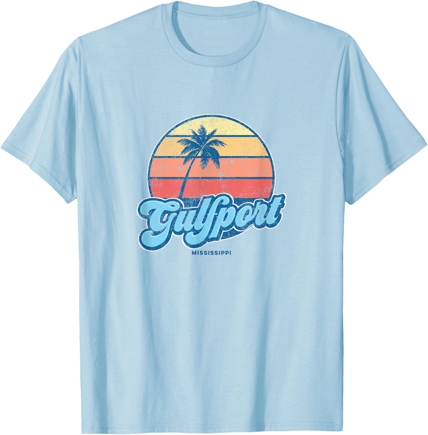 Vintage Gulfport Mississippi MS Classic 70s Retro Surfer T-Shirt - T-Shirt | Light Blue