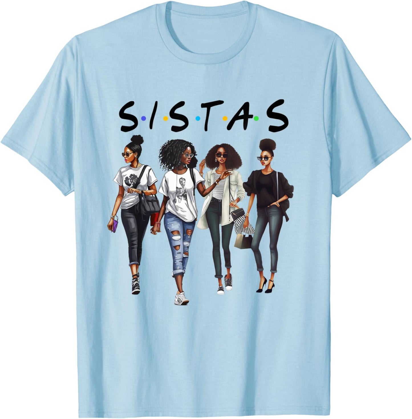 Black Melanin Queen Curly Natural Afro Girl African American T-Shirt - T-Shirt | Light Blue