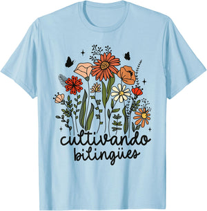 Cultivando Bilingues Dual Language Crew Bilingual Teacher Men Women Girls Kids T-Shirt - T-Shirt | Light Blue