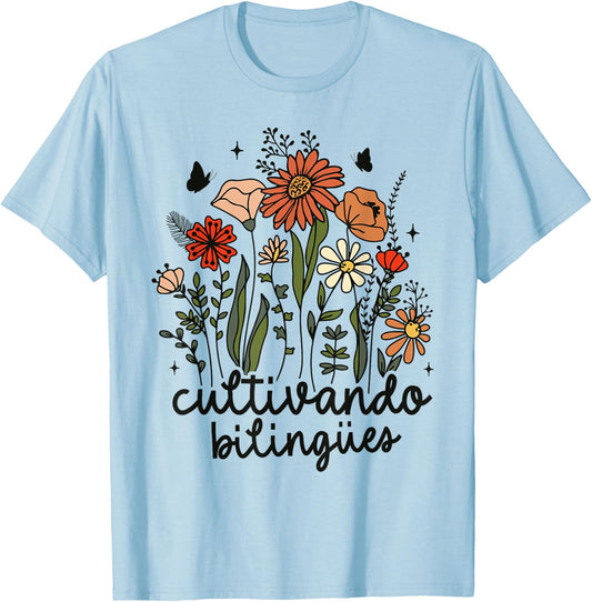 Cultivando Bilingues Dual Language Crew Bilingual Teacher Men Women Girls Kids T-Shirt - T-Shirt | Light Blue